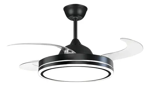 Ventilador de Techo LED Aspas Retráctiles Ocultas | Con control + luz variable en Negro - Lámparas colgantes, Uruguay | Bascuhouse