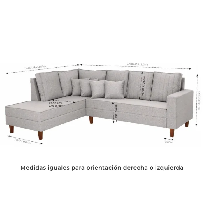 Sillón Esquinero con Chaise - Denver (derecho) en Gris - Sillones y sofás, Uruguay | Delta Center, vista 3