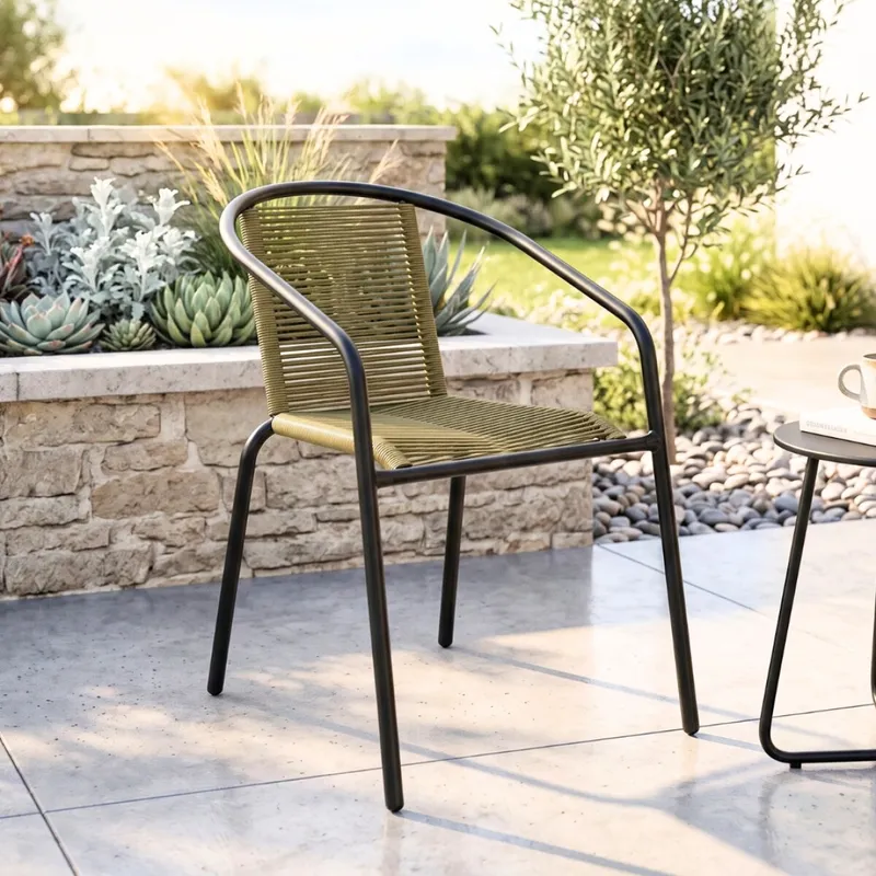 Silla de Rattan New - Beige en Verde oliva - Muebles para el exterior, Uruguay | Rústico Hogar