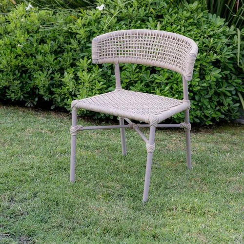Silla en cuerda náutica beige y aluminio en Beige - Sillas, Uruguay | Entrecasa