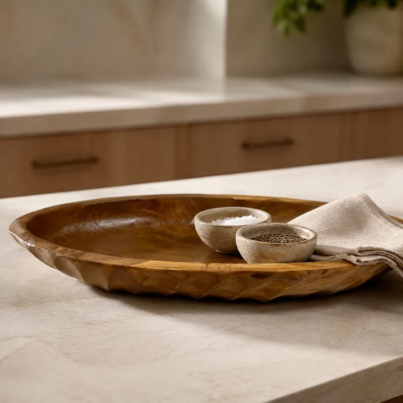 Bandeja Acanalada en Madera natural - Decoración, Uruguay | Camino a Casa