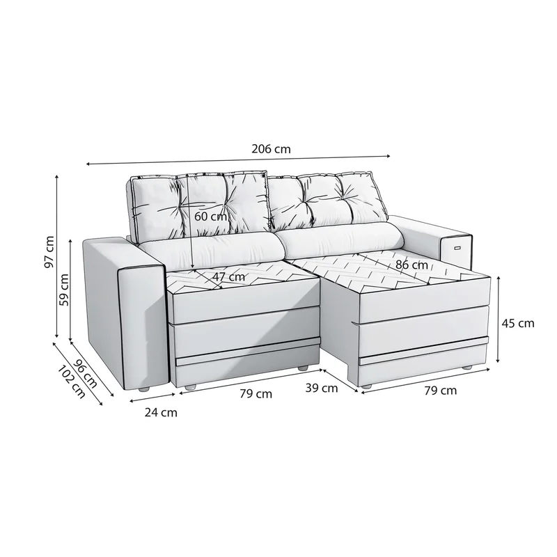 Sofa Havana 206CM - Retractil/Reclinable en Beige - Sillones y sofás, Uruguay | Balton, vista 17