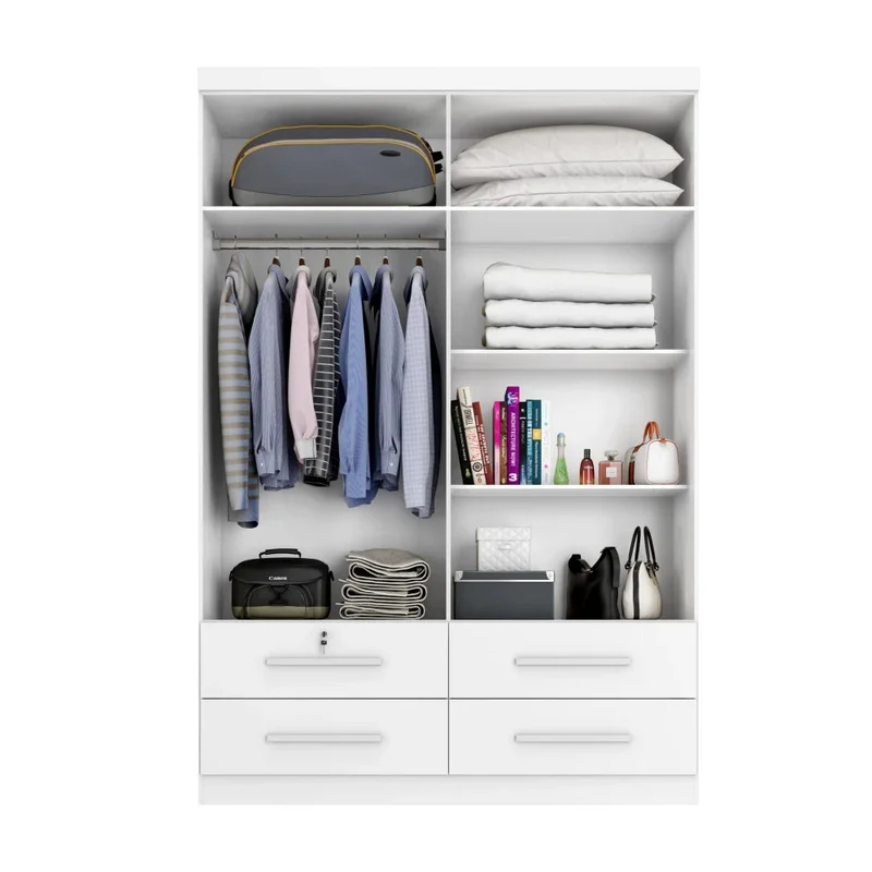Ropero Max Plus 4 Puertas 4 Cajones - Línea Glam - Blanco en Blanco - Roperos y placares, Uruguay | Ecowood, vista 3