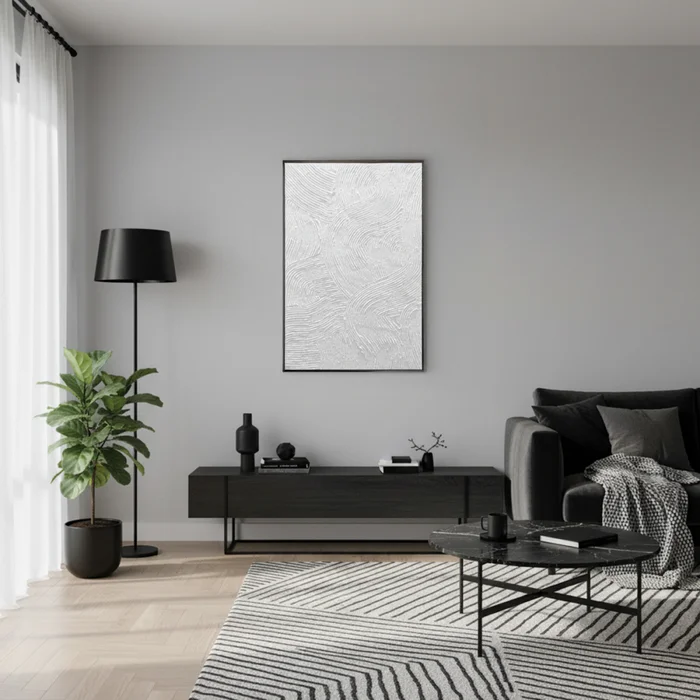 CUADRO CANVAS 60x90cm MARCO NEGRO PINTURA BLANCO 1 en Negro - Decoración de pared, Uruguay | Koz, vista 2