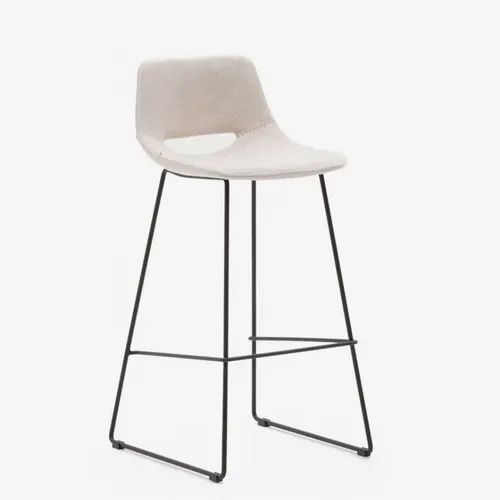 Taburete Zahara - beige y acero con acabado negro altura 76 cm en Marrón - Butacas, banquetas y puffs, Uruguay | Kavehome
