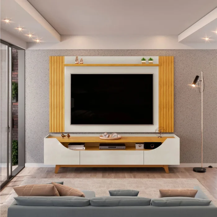 Rack con Panel Lotus - Blanco - Muebles para TV, Uruguay | Ecowood, vista 2