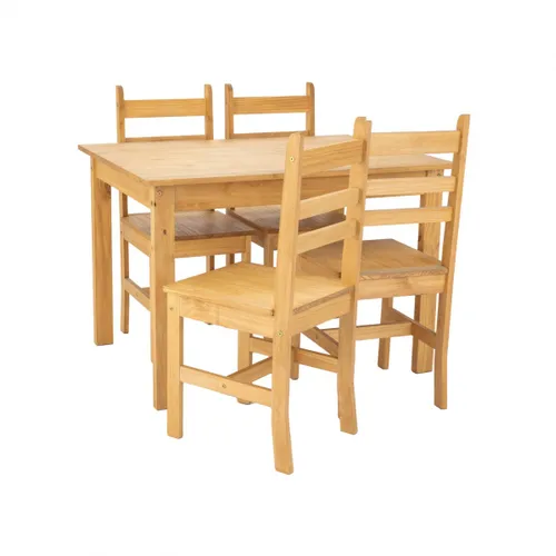 Juego de Comedor Lucia Plus 4 Sillas Madera - Natural en Madera natural - Mesas de comedor, Uruguay | Rústico Hogar