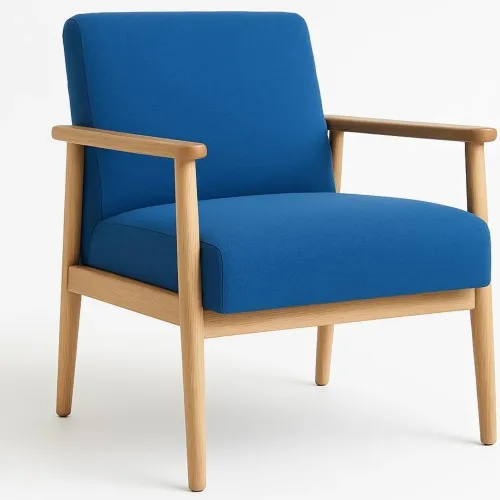 Sofá 1 cuerpo de madera maciza - Nogal claro en Azul - Sillones y sofás, Uruguay | Nario Hogar