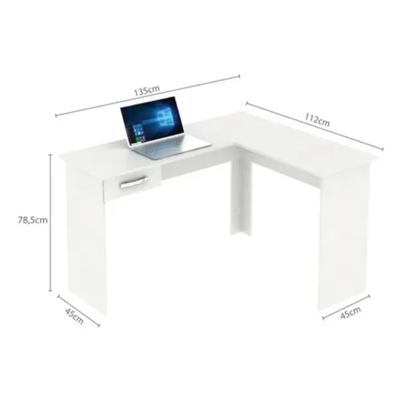 Promo Escritorio Esquinero + Biblioteca 5 Estantes - Blanco en Blanco - Bibliotecas, Uruguay | La Cueva Muebles, vista 9