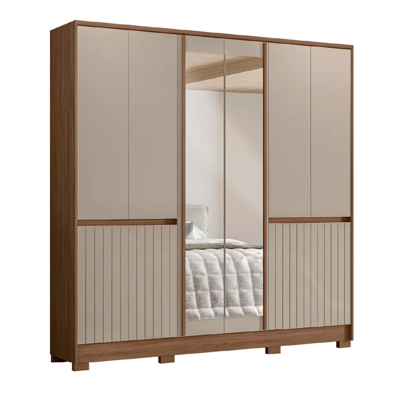 Ropero Placard Dormitorio 10 Puertas 4 Cajones Con Espejo en Multicolor - Roperos y placares, Uruguay | Muebles Express