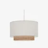 Pantalla para lámpara de techo Erna de bambú con acabado natural y blanco - Ø 40 cm en Blanco, Natural - Lámparas colgantes, Uruguay | Kavehome, vista 1 de 5
