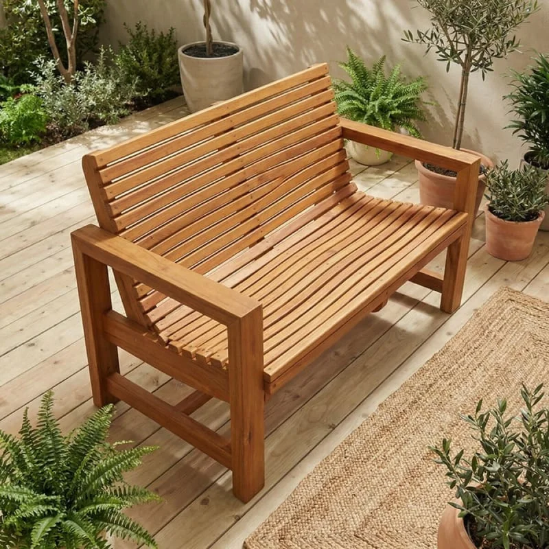 Sillón curvo 2 cuerpos exterior — Serra Amoblamientos en Madera natural - Muebles para el exterior, Uruguay | Serra Amoblamientos, vista 3