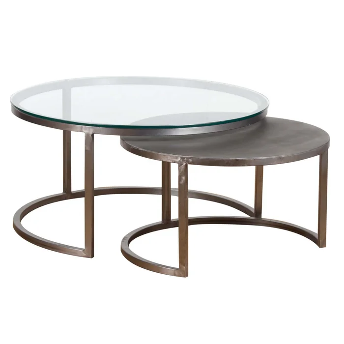 Mesa Ratona Metal-vidrio-y-madera Gris Silver Plata en Gris - Mesas de living, Uruguay | Divino, vista 2