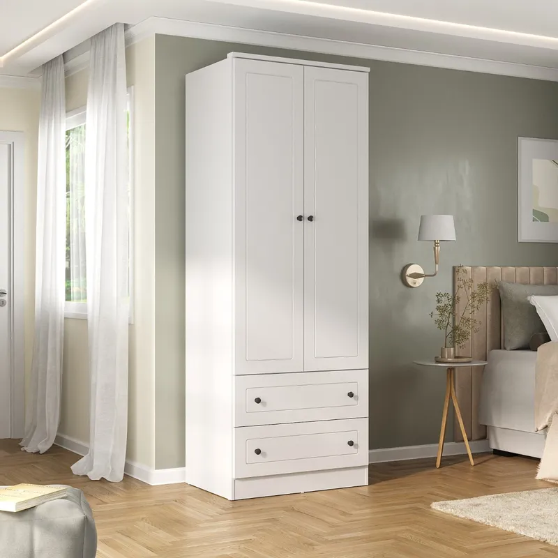 Ropero Americano PLUS 2 puertas + 2 Cajones - 100%MDF - Grafito en Gris - Roperos y placares, Uruguay | Rústico Hogar