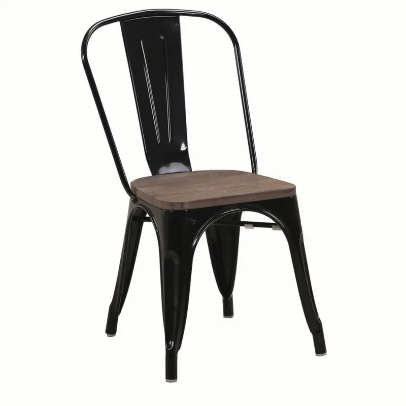 Silla Tolix Metalica Vintage Asiento De Madera Super Oferta en Negro - Sillas, Uruguay | Muebles Express