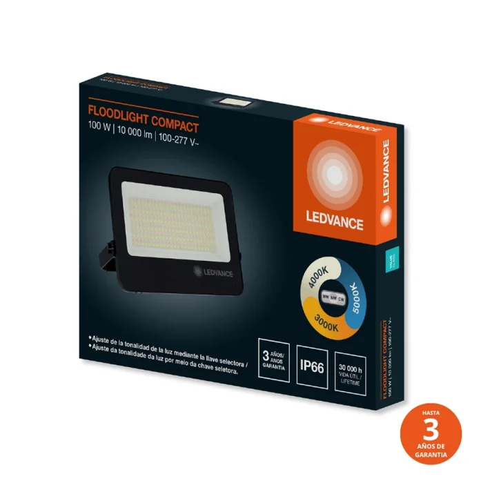 Foco LED LEDVANCE Compact IP66 100W CCT Negro en Negro - Lámparas colgantes, Uruguay | Serlux, vista 2