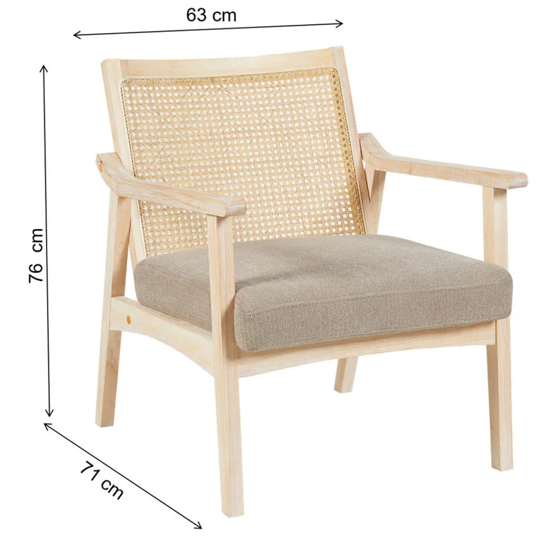 Butaca Madera-y-tela Natural-beige Dakota Natural en Madera natural - Sillones y sofás, Uruguay | Divino, vista 7