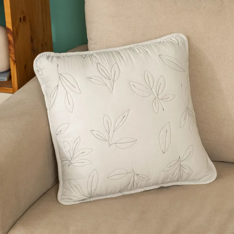 Funda de Almohadón Bordado Hojas - Textiles, Uruguay | Arredo