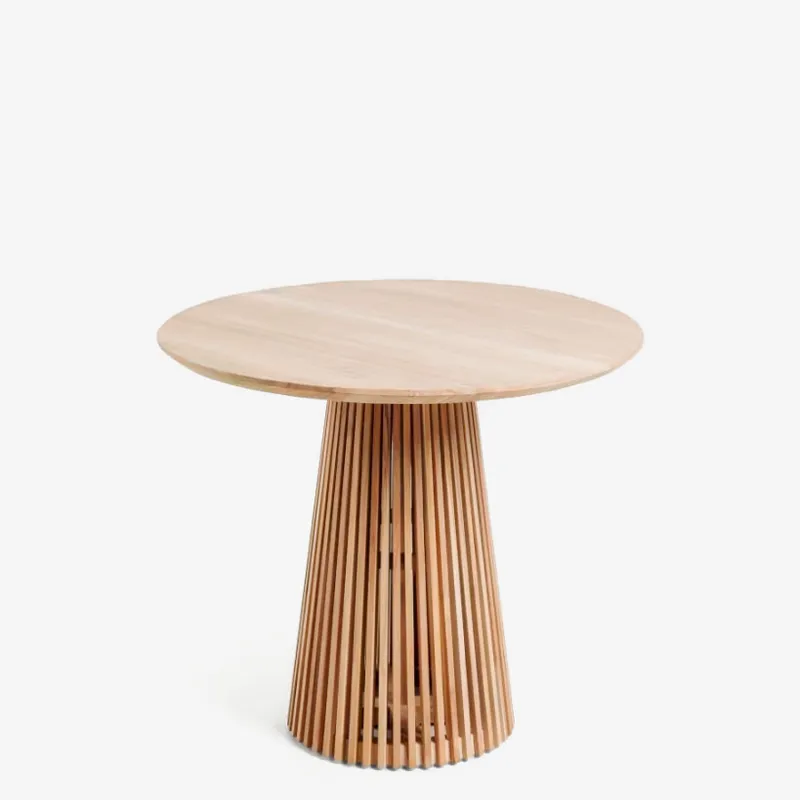 Mesa redonda Jeanette de madera maciza de - teca Ø 90 cm en Madera natural - Mesas de comedor, Uruguay | Kavehome
