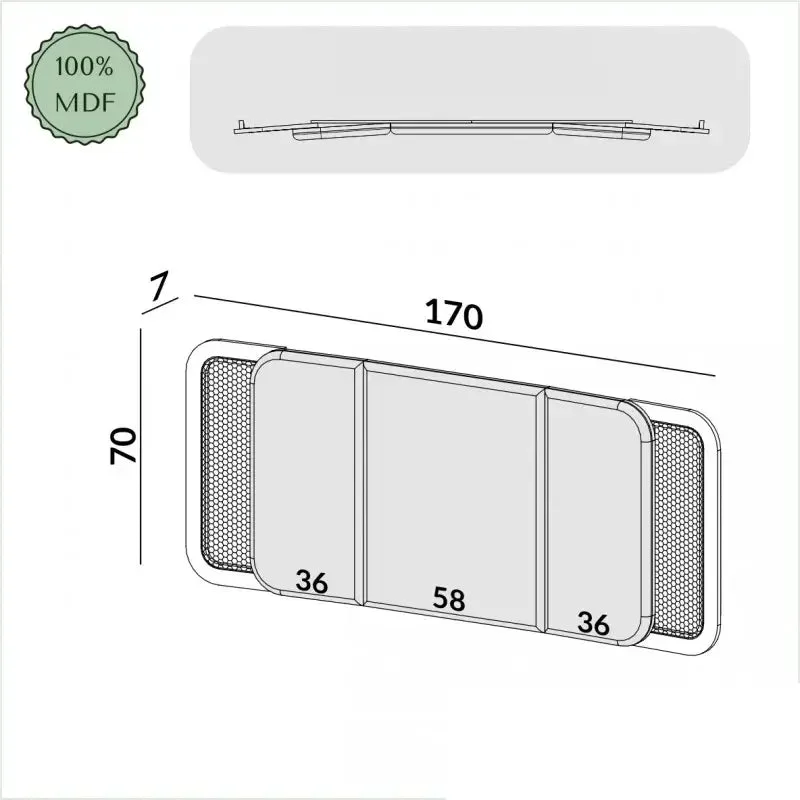 Respaldo de Cama Valeria con Ratan Natural 170cm Curvo - 100% MDF en Beige - Respaldos de cama, Uruguay | Balton, vista 8