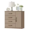 Cómoda Cajonera para Dormitorio de 4 Cajones y 1 Puerta en MDP - Noce en Beige - Cómodas, Uruguay | Mulata, vista 4 de 5