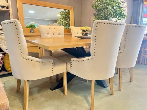 Juego Comedor Madera Ozark Home Griego 6 Sillas Capitoneadas A Eleccion en Madera natural - Mesas de comedor, Uruguay | Ozark Home, vista 5