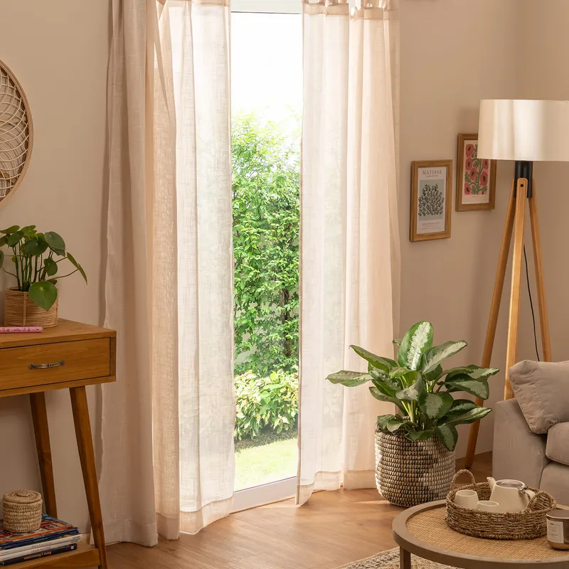 Cortina de Ambiente Voile Lisa en Beige - Textiles, Uruguay | Arredo