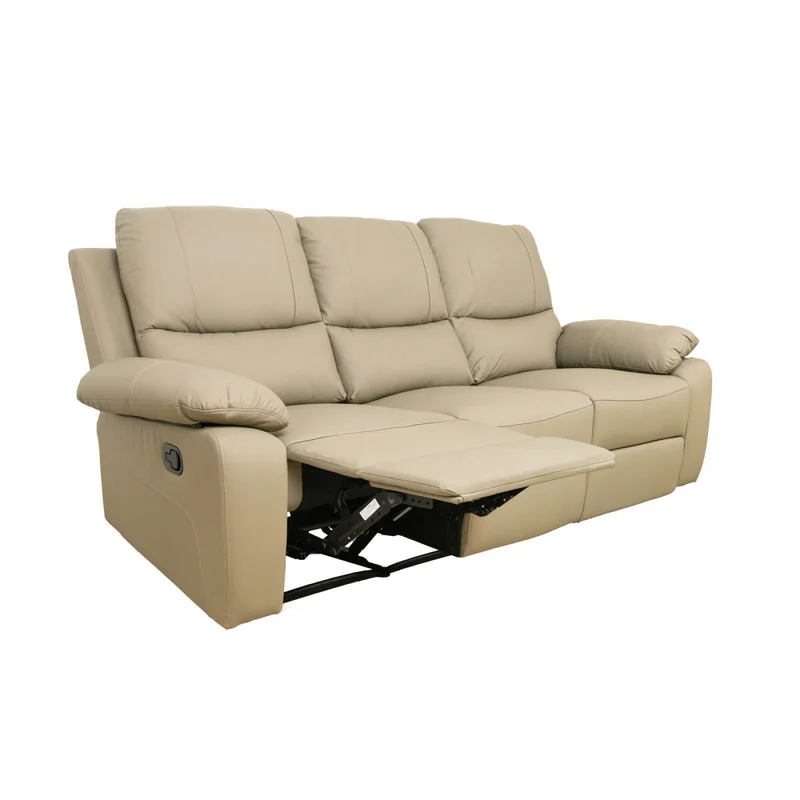 Recliner Manual 3 Cuerpos Cuero-y-simil-cuero Marron Lina Taupe en Beige - Sillones y sofás, Uruguay | Divino, vista 4