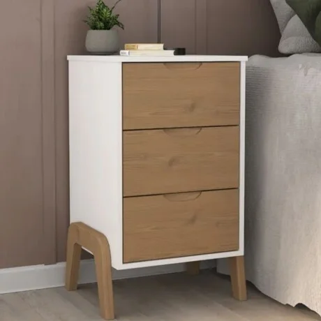 Promo 2 Mesa de luz 3 cajones veneza - Blanco/Miel en Multicolor - Mesas de luz, Uruguay | La Cueva Muebles, vista 11