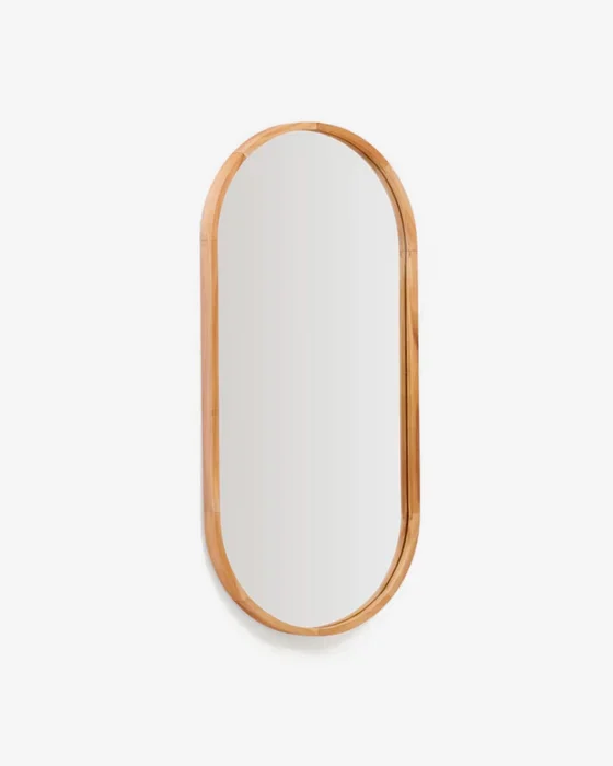 Espejo Magda de madera maciza de teca con acabado natural - Ø 45 x 95 cm en Madera natural - Espejos, Uruguay | Kavehome