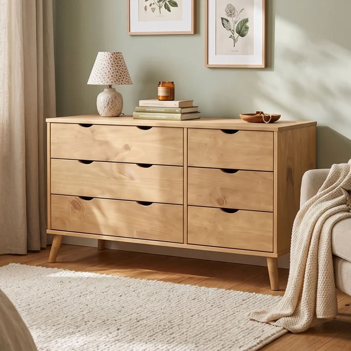 Cómoda 6 Cajones Madera - Linea Dublin en Madera natural - Cómodas, Uruguay | Rústico Hogar