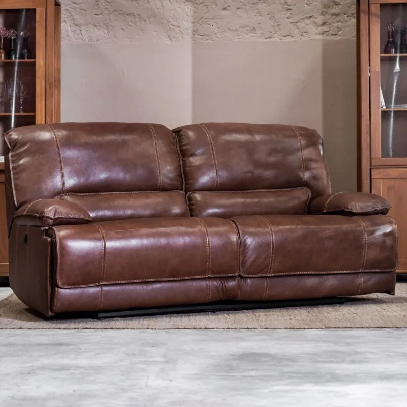 Sillón Reclinable Cuero Dobson 3 Cuerpos en Marrón - Sillones y sofás, Uruguay | Aihaus