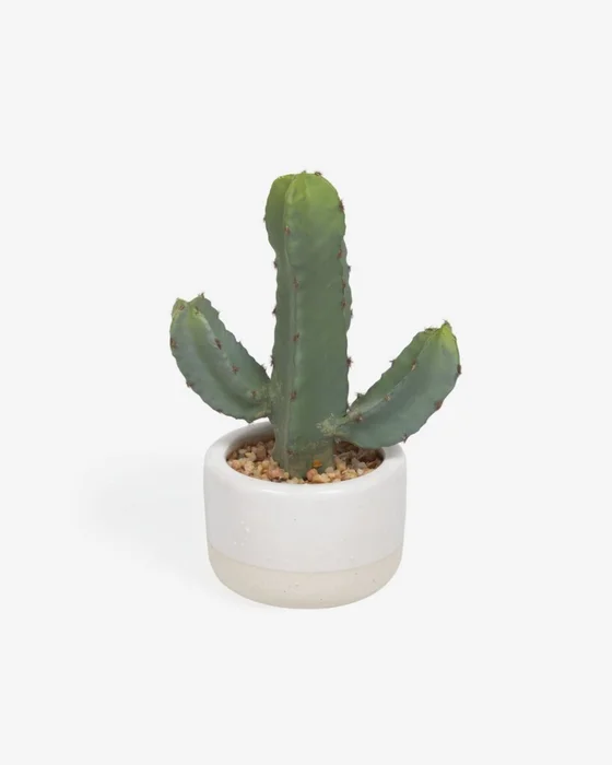 Planta artificial Cactus con maceta blanco 22 cm en Blanco - Muebles para el exterior, Uruguay | Kavehome