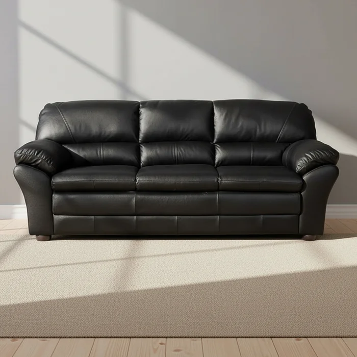 Sillón 3 Cuerpos Cuero Negro Florencia en Negro - Sillones y sofás, Uruguay | Divino
