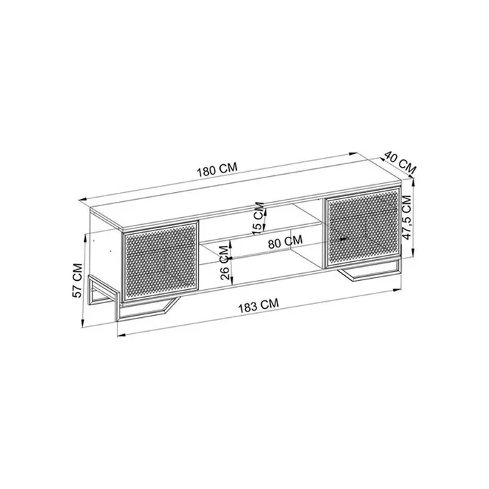 RACK 1 PUERTA INDUSTRIAL P&P - NEGRO/MIEL P1027-MEL - Muebles para TV, Uruguay | Rosas Hermanos, vista 3