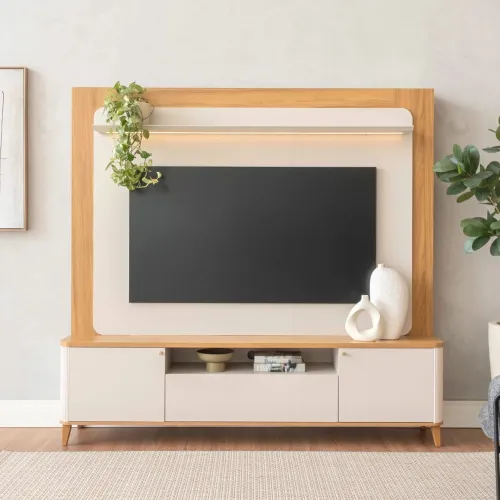 Modular para Tv Munique Nature/Blanco - Línea Haus en Blanco - Muebles para TV, Uruguay | Ecowood