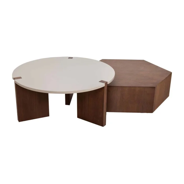 Mesa Ratona Madera Marron Armonía Cast/bco en Multicolor - Mesas de living, Uruguay | Divino, vista 2