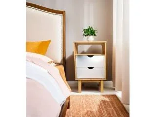Mesa de Luz 2C y espacio Mel/Gris Linea Nordica en Madera Maciza en Madera natural - Mesas de luz, Uruguay | Quesal, vista 10
