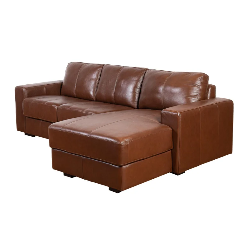 Sofa C/chaise Más De 4 Cuerpos Cuero-100-natural Marron Texas Caramelo en Marrón - Sillones y sofás, Uruguay | Divino, vista 4