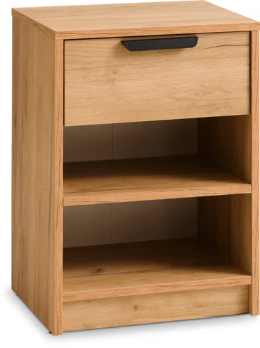 Mesa de luz JENSLEV 1 cajon 2 estantes color roble en Madera natural - Mesas de luz, Uruguay | JYSK