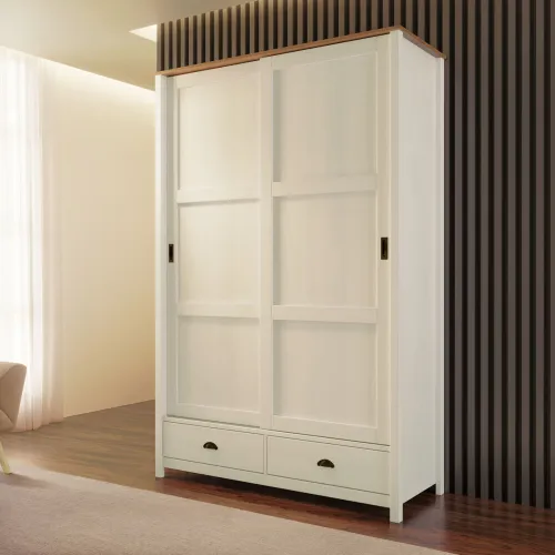 Placard 2 Puertas Madera Natural-beige Adaku 2.0 en Blanco - Roperos y placares, Uruguay | Divino