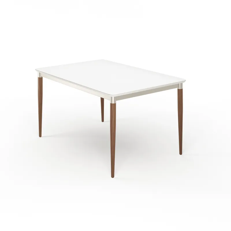 Mesa de comedor Abbey - Con Vidrio - 135 - Off White y Natural en Blanco - Mesas de comedor, Uruguay | NYR
