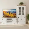 Promo Rack de Tv + Biblioteca con Cristalero Línea Naturale - Blanco en Blanco - Muebles para TV, Uruguay | La Cueva Muebles, vista 1 de 10