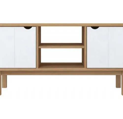Rack TV 2 P Mel/Gris Linea Nordica en Madera Maciza - Muebles para TV, Uruguay | Que Sal Muebleria