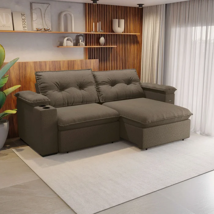 Sofa Zandon 260CM - Retractil/Reclinable en Lino Arena A085 - Sillones y sofás, Uruguay | Balton, vista 10