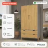 Ropero Armario de 2 Puertas, Perchero y 2 Cajones en MDP - Madera - Línea Melilla - Cinza en Gris - Roperos y placares, Uruguay | Mulata, vista 2 de 10