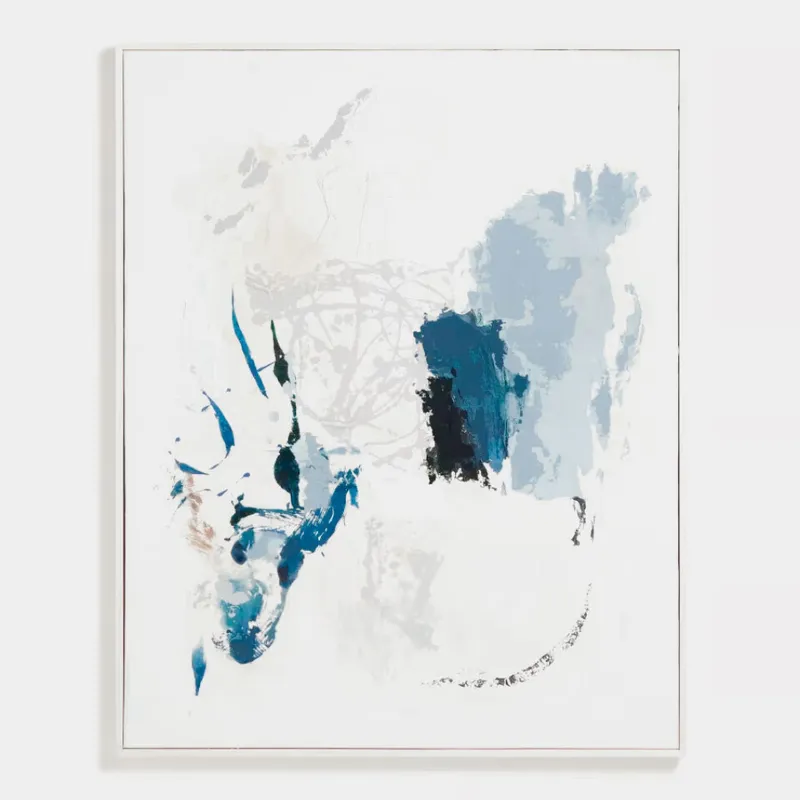 Cuadro abstracto Erale gris y azul pintado a mano - 80 x 100 cm en Multicolor - Decoración de pared, Uruguay | Kavehome