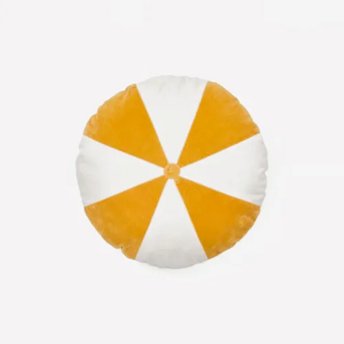 Almohadón redondo Odet de algodón - blanco y mostaza Ø 45 cm en Blanco, Mostaza - Textiles, Uruguay | Kavehome