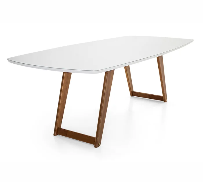 MESA COMEDOR - PATAS MADERA - TAPA LACA OFF WHITE C/VIDRIO en Madera natural - Mesas de comedor, Uruguay | Champagne Home, vista 2