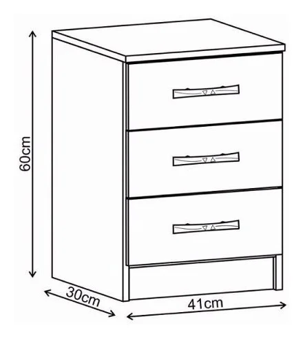 Mesa De Luz 3 Cajones Dormitorio Cp038 en Negro - Dormitorio, Uruguay | Soy Hogar, vista 6